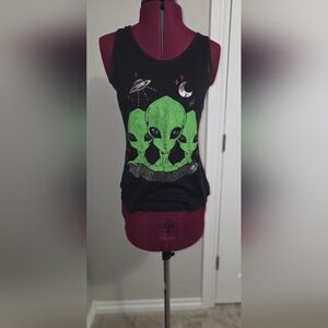 Black Matter Alien Graphic Tank Top - Black and Green